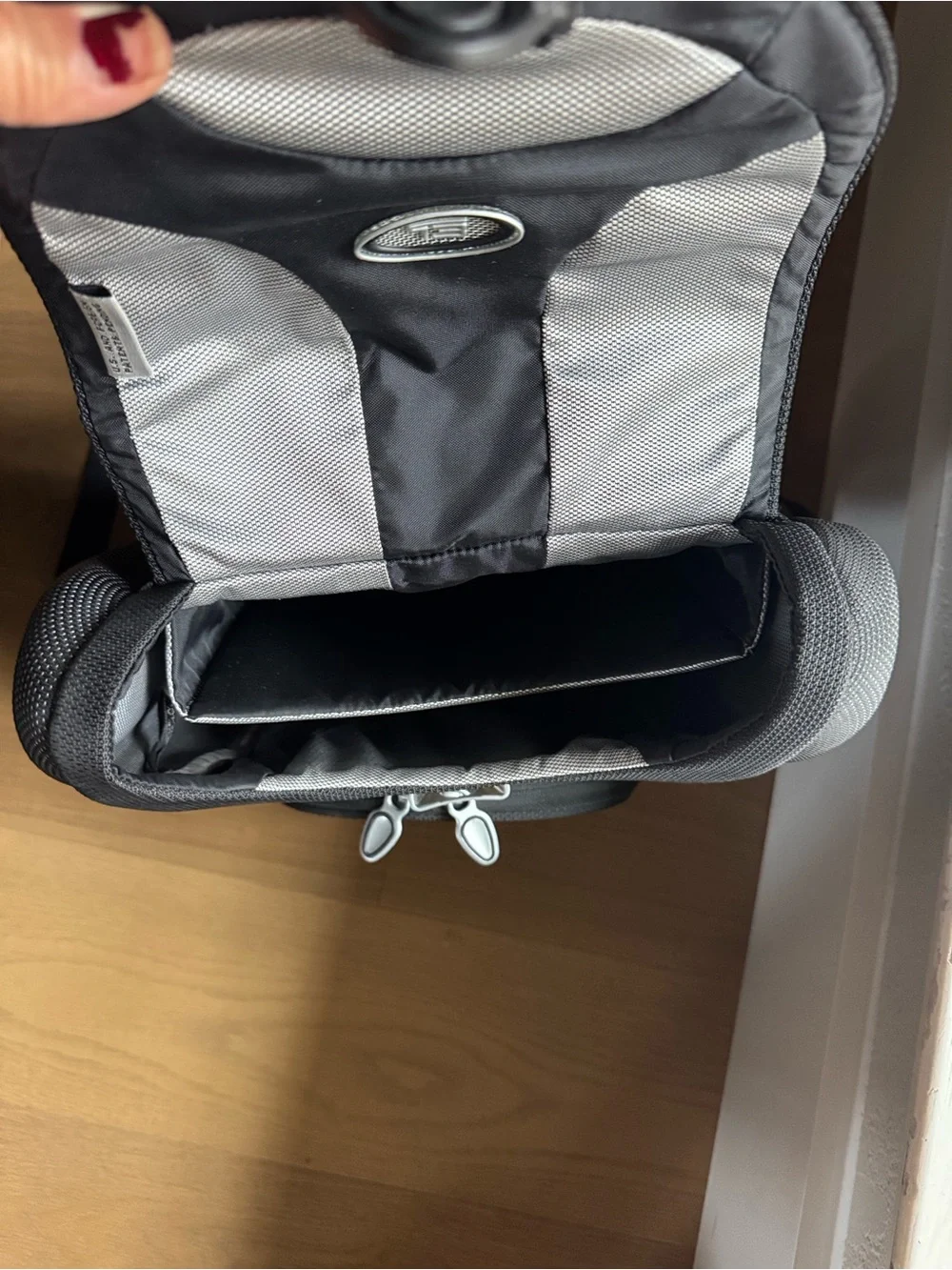 Tumi Black Compact Daypack with Silver Accent